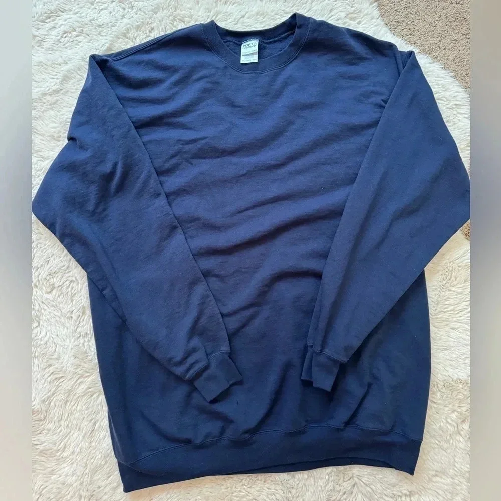 Port & Company Men’s blue long sleeve crew neck sweatshirt size 2XL